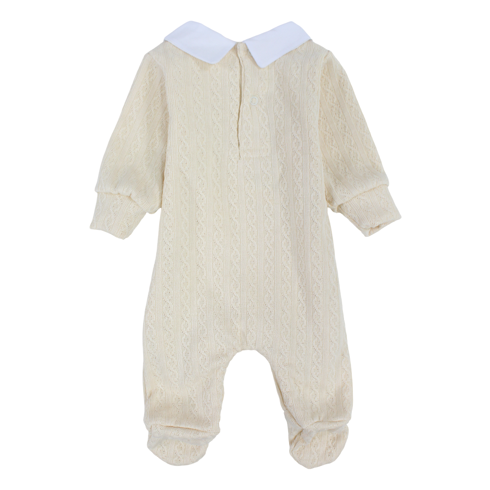 Baby Girls Jacquard Baby Footie  – Braided Collar