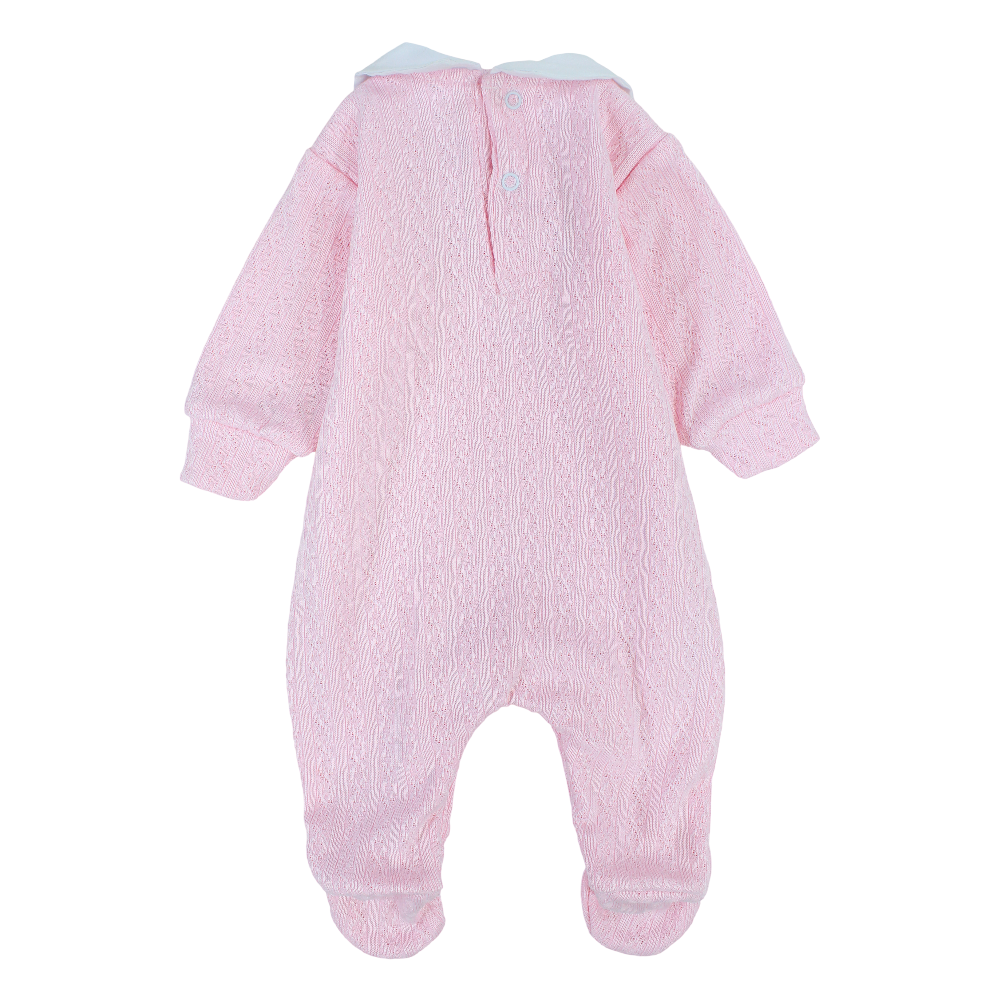 Baby Girls Jacquard Baby Footie  – Braided Collar
