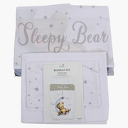 Sleepy Bear Bed Sheet Set – White
