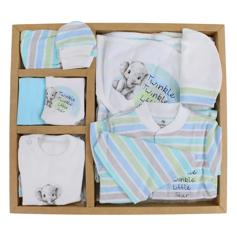 Baby Gift Box – Striped with Elephant Print - Clothing - Berceau