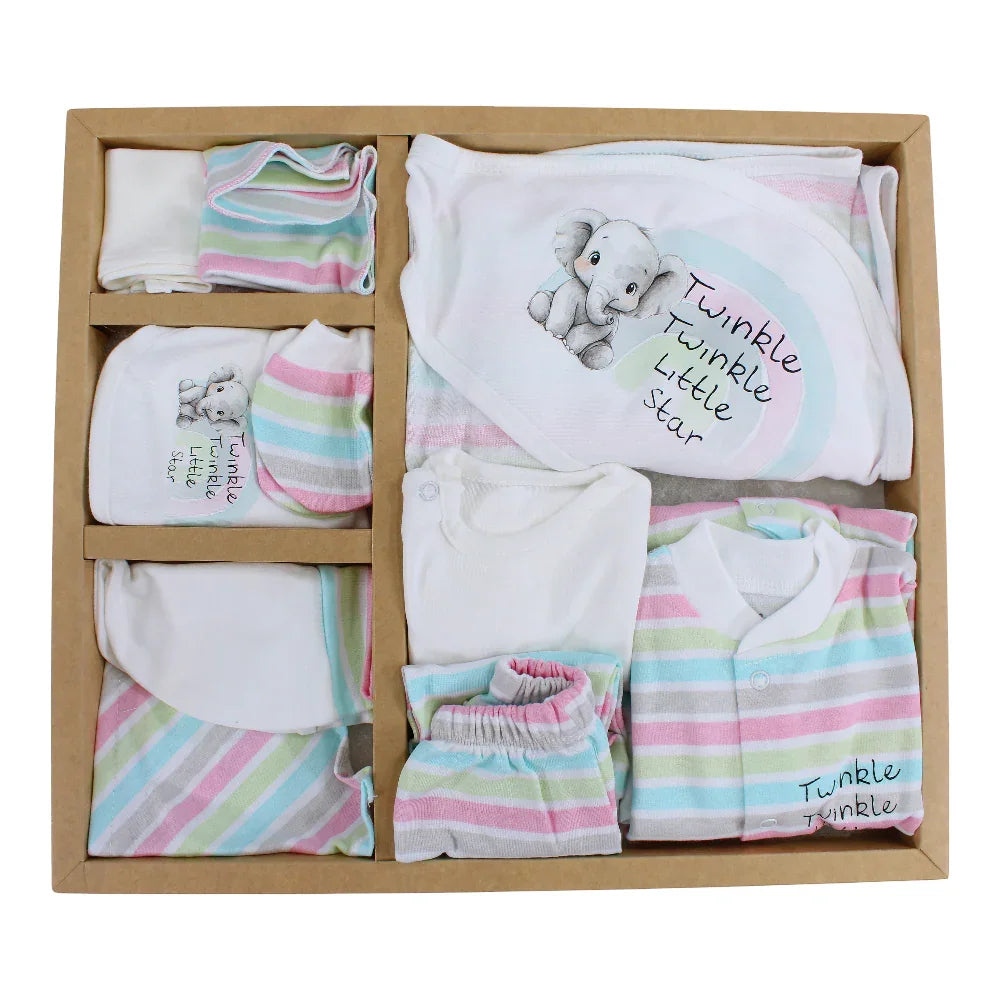 Baby Gift Box – Striped with Elephant Print