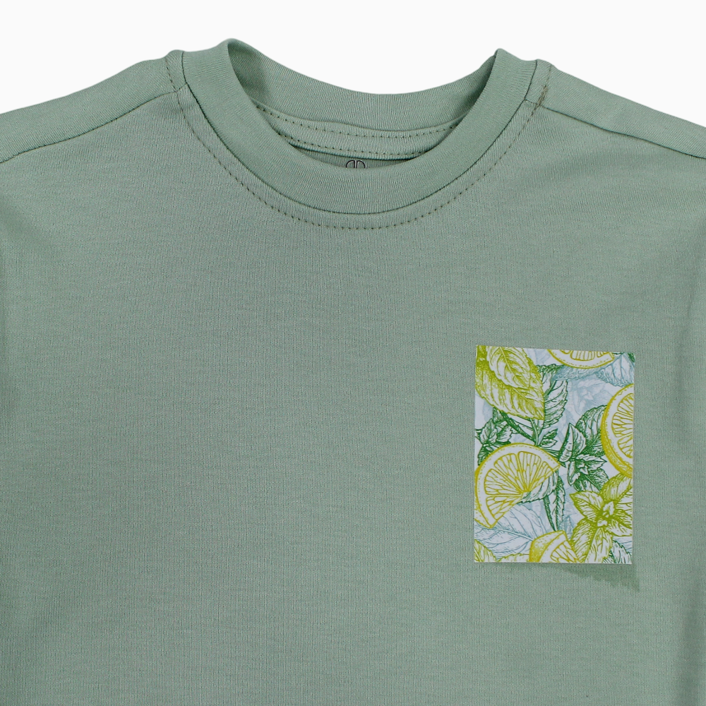 Unisex Cotton T-Shirt – Mint with Lemon Print