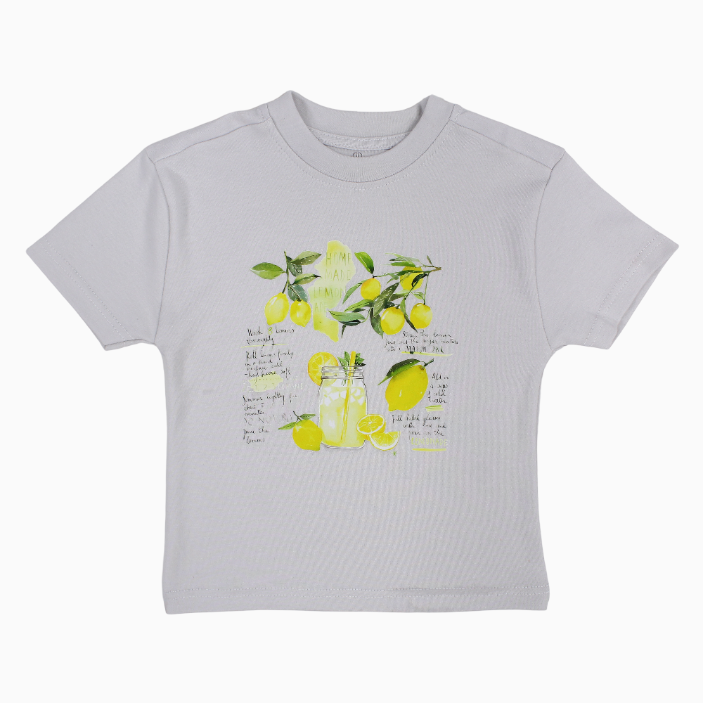 Unisex Cotton T-Shirt – Grey with Lemonade Print