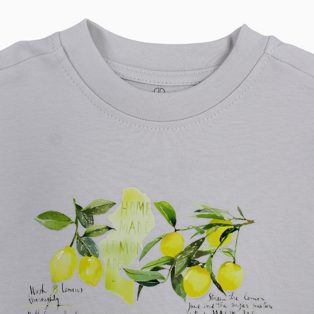 Unisex Cotton T-Shirt – Grey with Lemonade Print