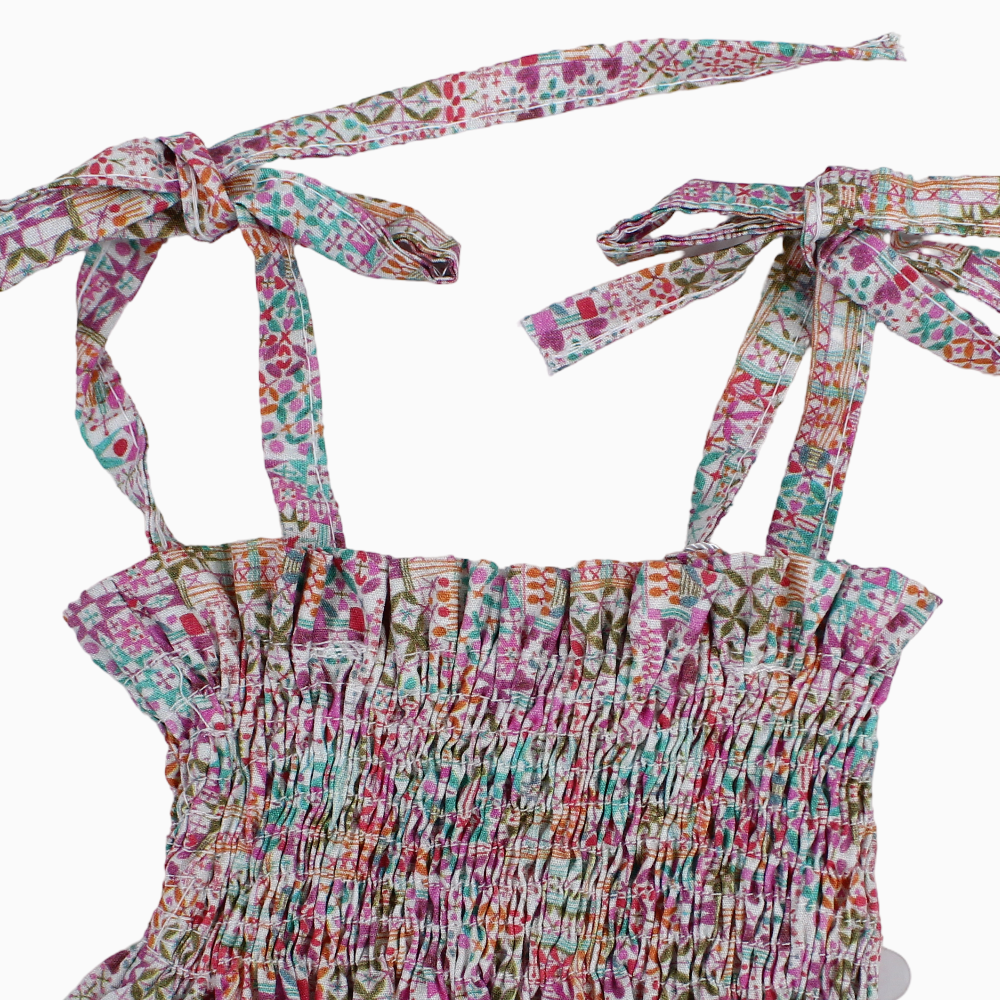 Baby Girls Cotton Romper – Pink with Floral Print