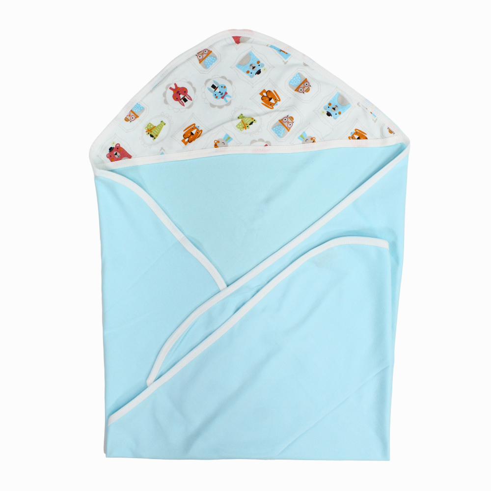 Baby Blanket – Aqua with Faces Design