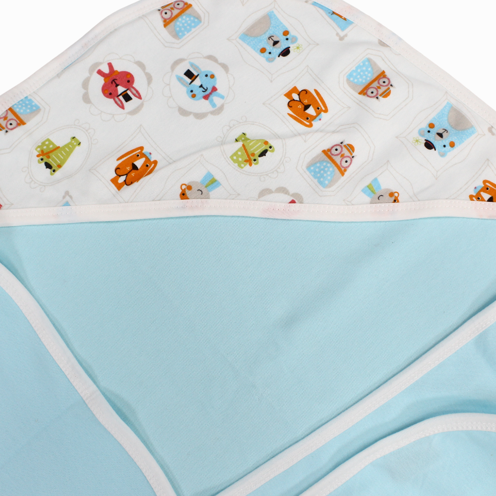 Baby Blanket – Aqua with Faces Design