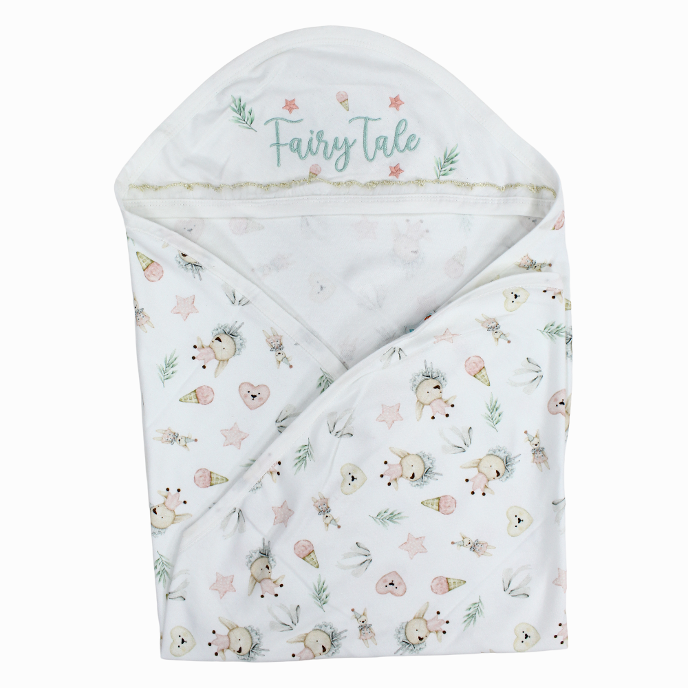 Baby Blanket – Off White with Fairy Tale Design