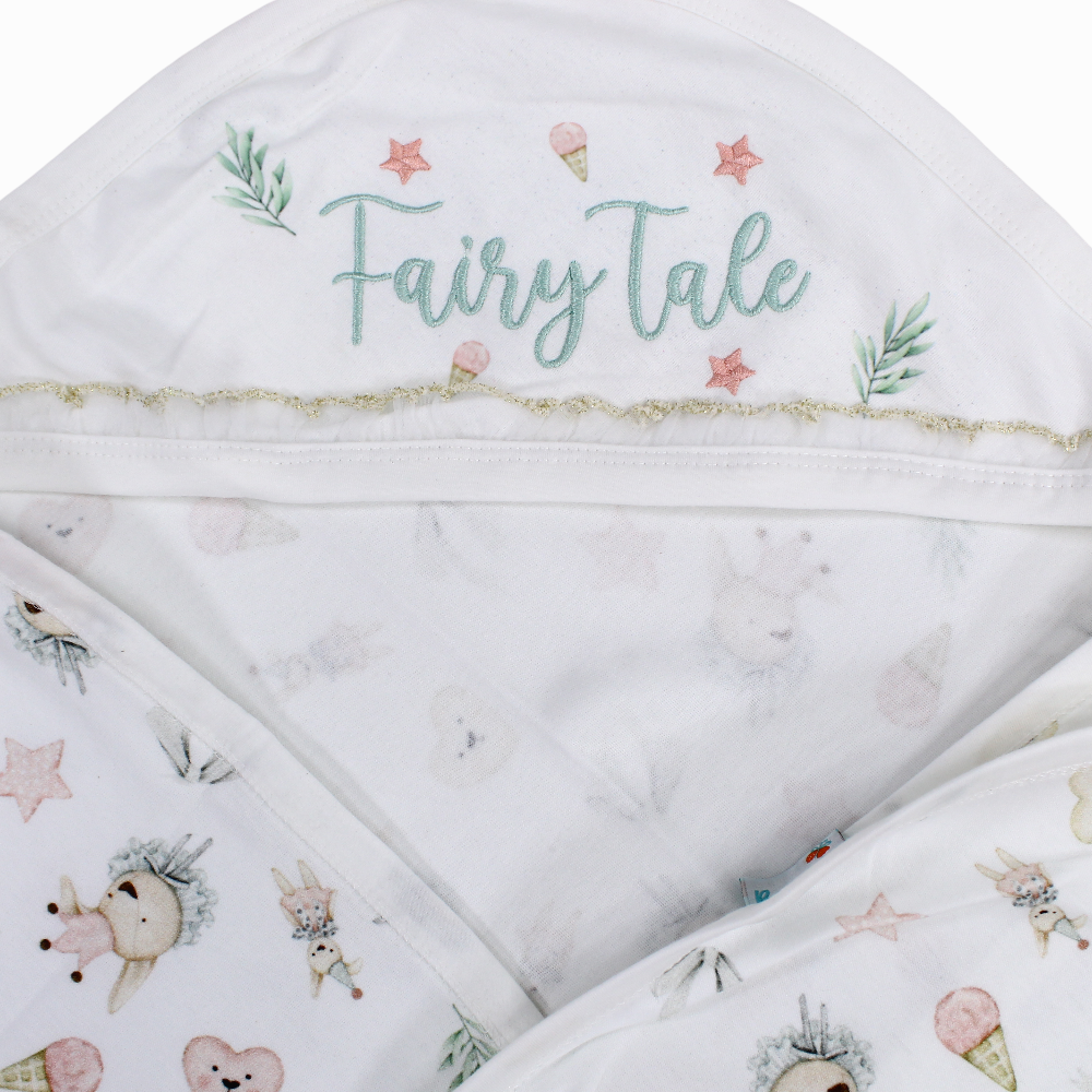 Baby Blanket – Off White with Fairy Tale Design