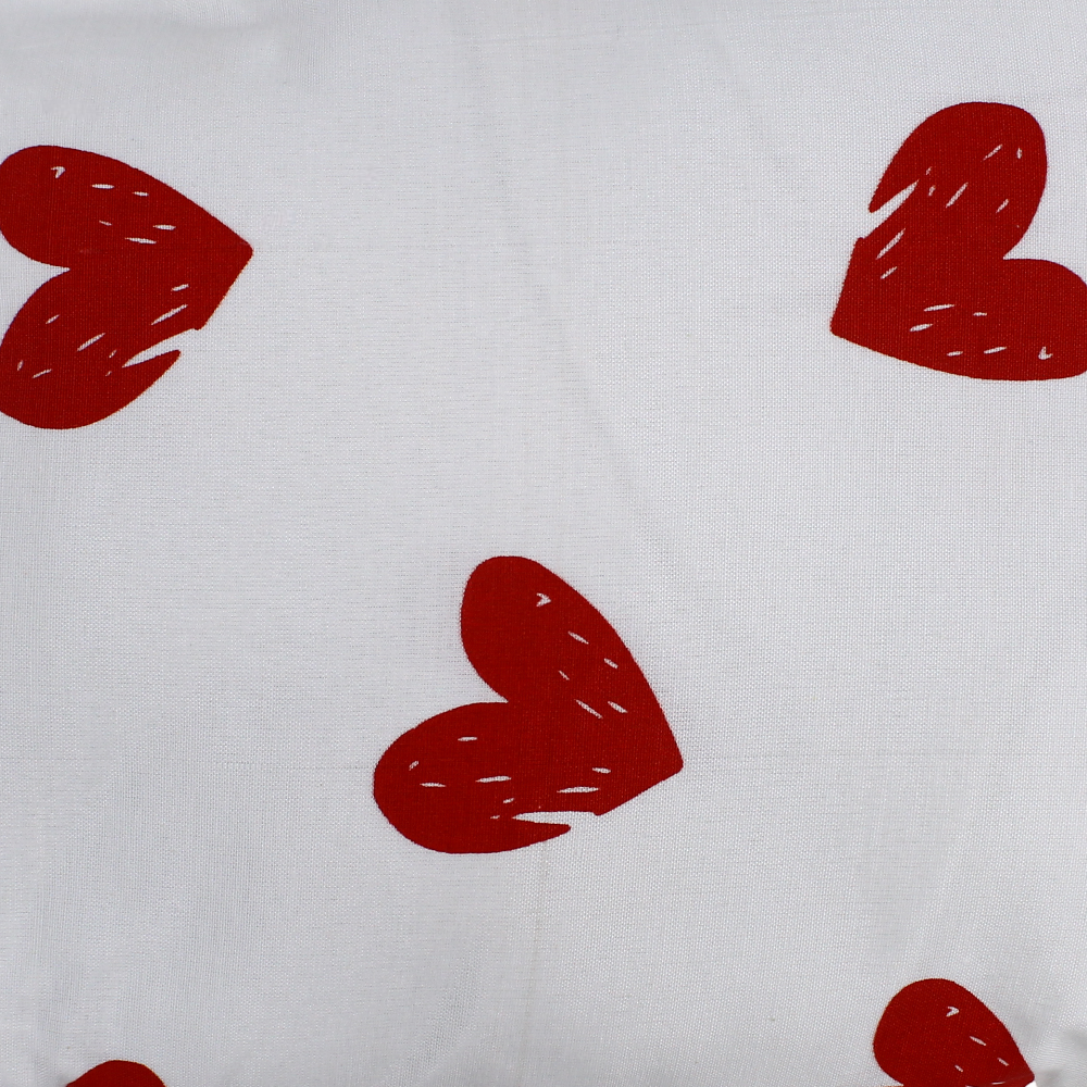 Baby Pillow with Pillowcase – Off White with Red Hearts Design