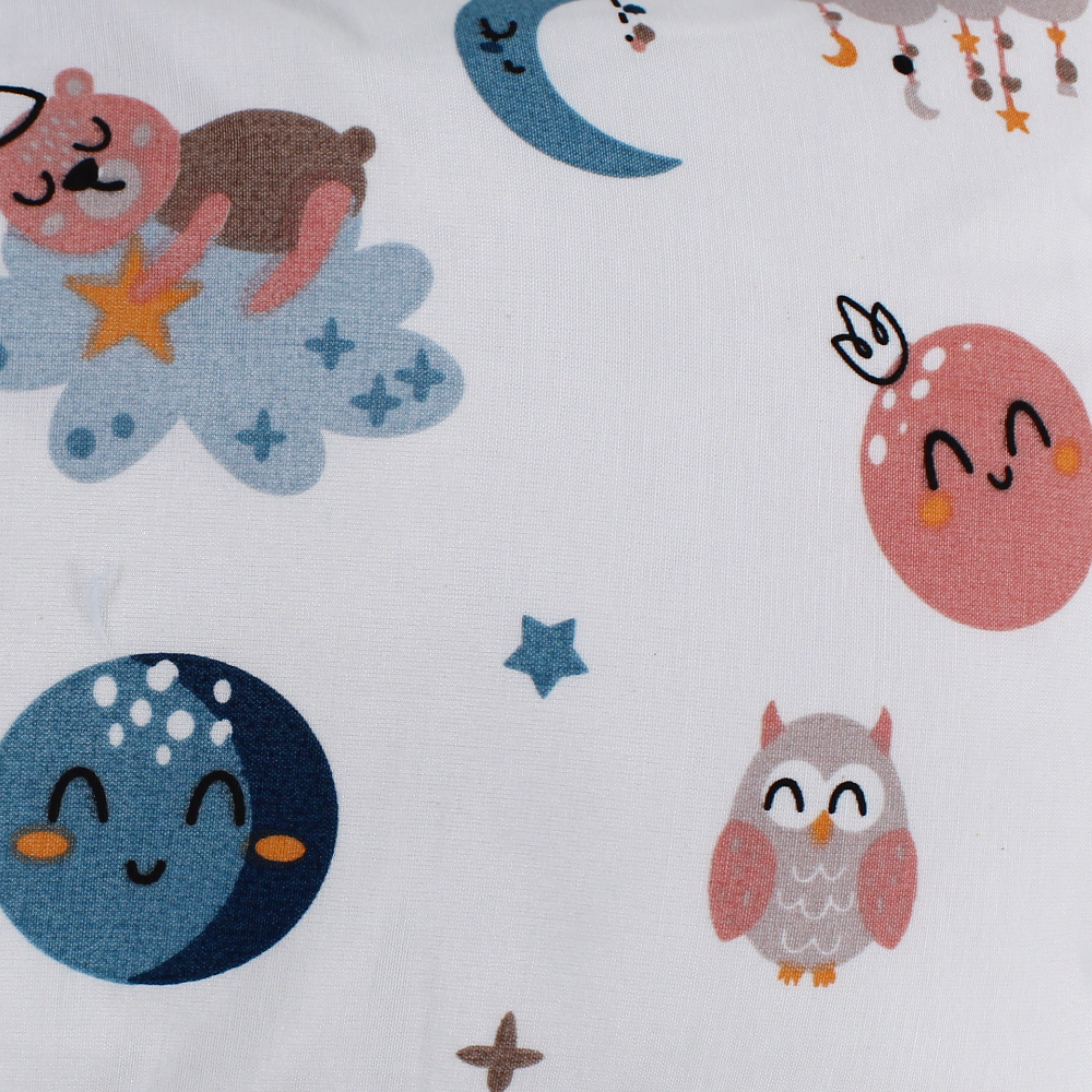 Baby Pillow with Pillowcase – Off White with Owl, Moon & Clouds Design