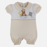 Baby Girls Cotton Romper – Yellow with Best Friends Print