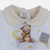 Baby Girls Cotton Romper – Yellow with Best Friends Print