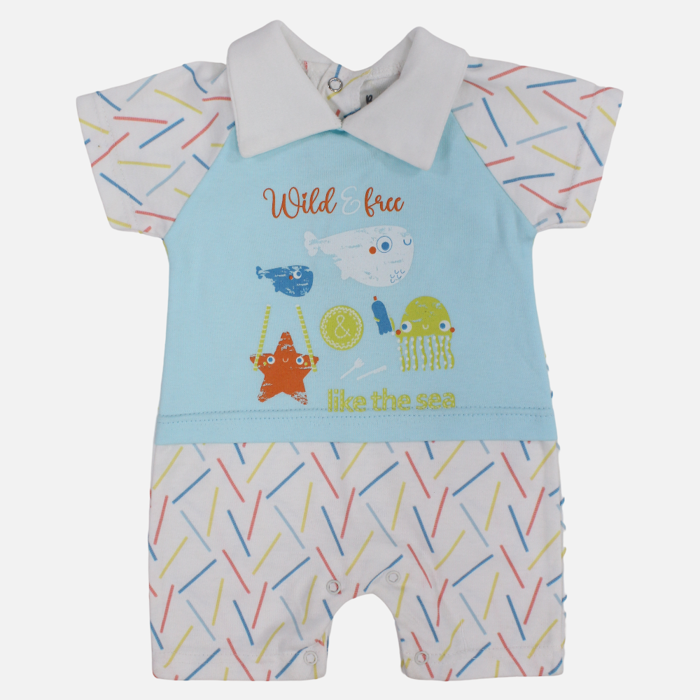 Baby Boys Cotton Romper – Like The Sea Print