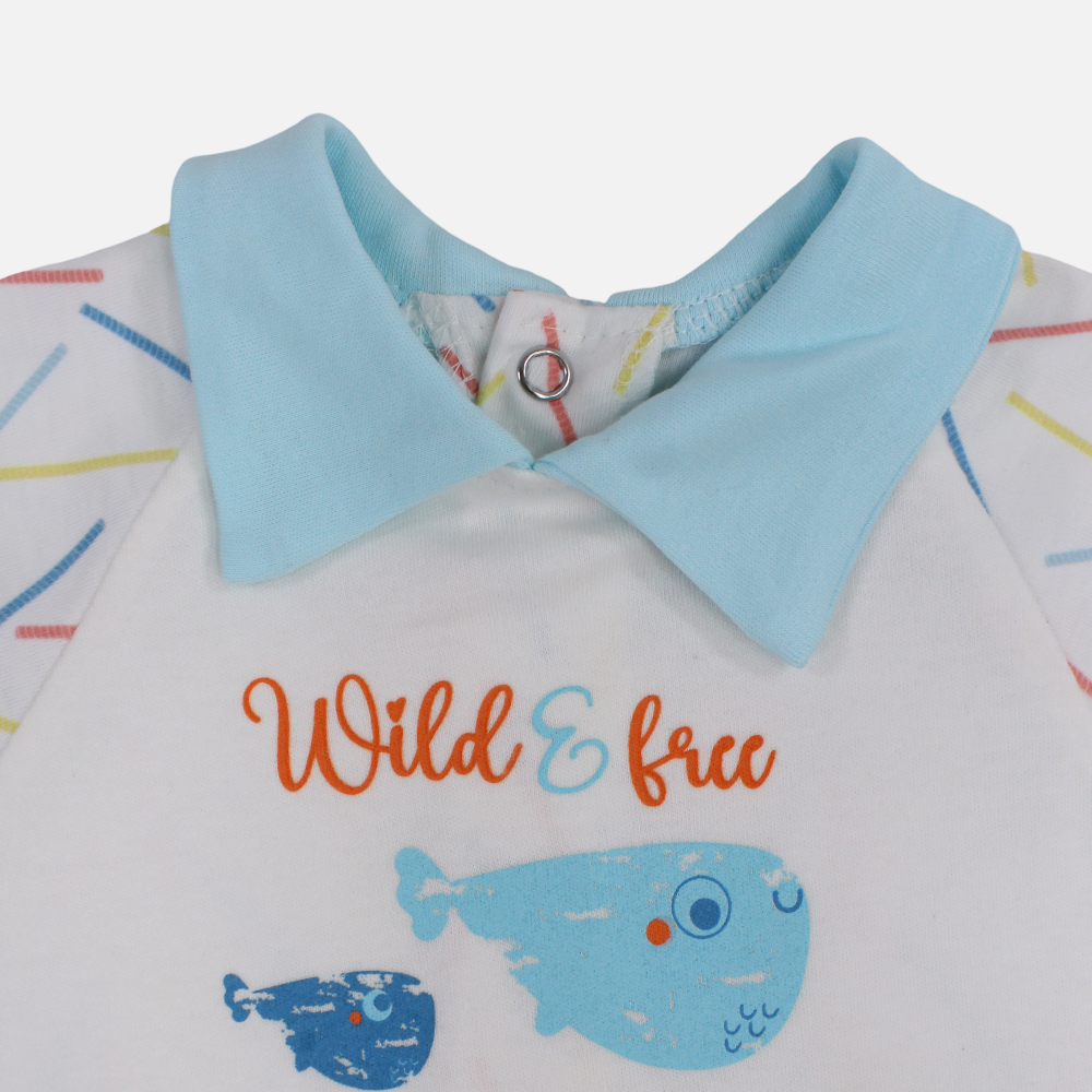 Baby Boys Cotton Romper – Like The Sea Print