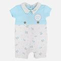 Baby Boys Cotton Romper – Aqua with Family Love Print