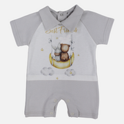 Baby Boys Cotton Romper - Grey with Best Friends Print