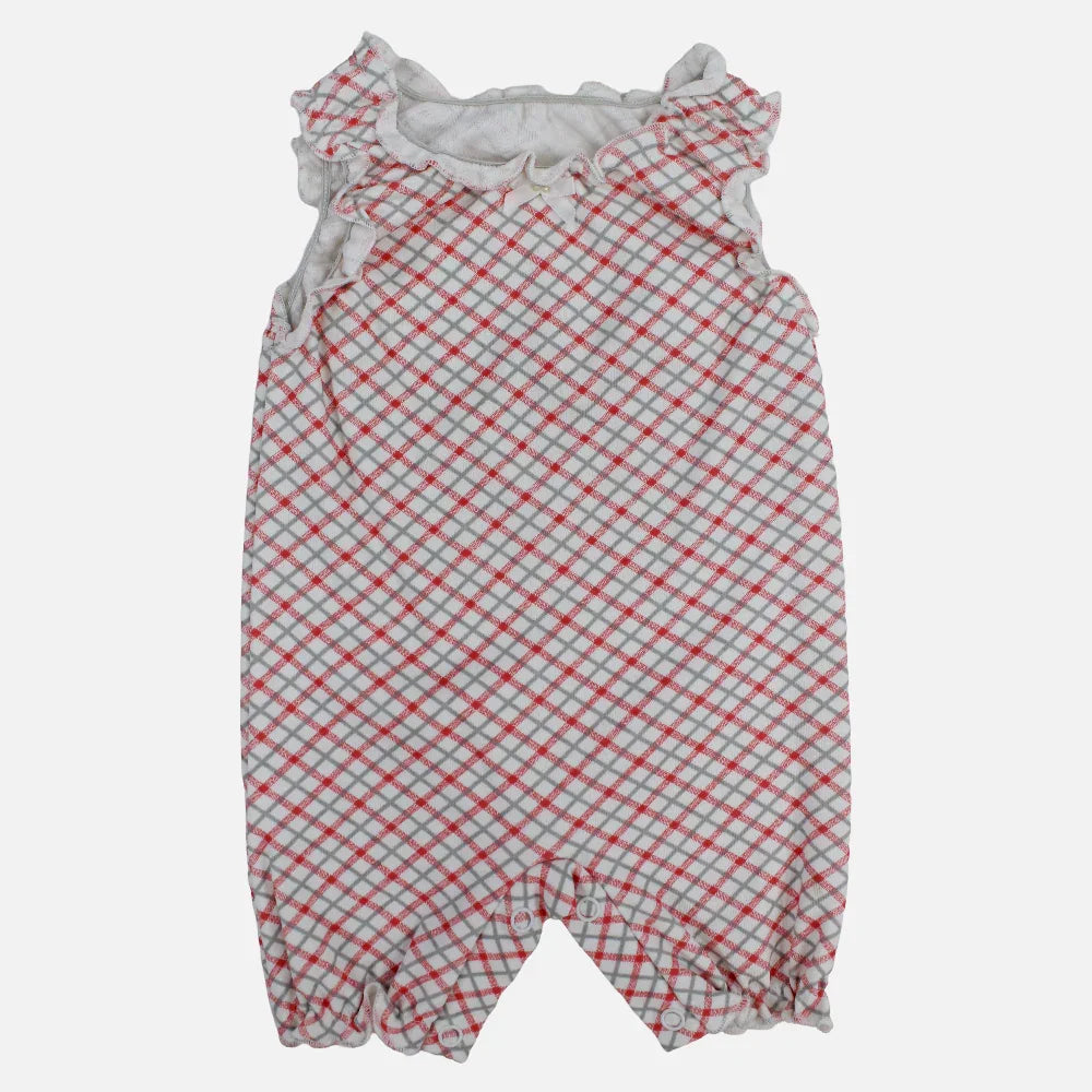 Baby Girls Cotton Romper - Red Checkered - Clothing - Berceau