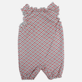Baby Girls Cotton Romper - Red Checkered
