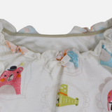 Unisex Baby Cotton Romper – Off-White with Animal Faces Print