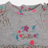 Girls Cotton Dress – Beige with Cute Flower Design