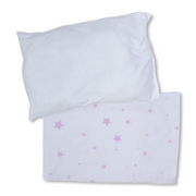 Unisex Baby Cotton Pillow with Pillowcase –  White with Stars Print