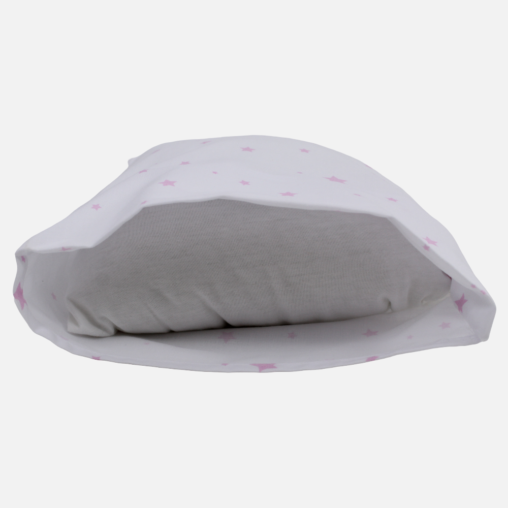 Unisex Baby Pillow with Pillowcase – Cotton – Pink & White Stars Print