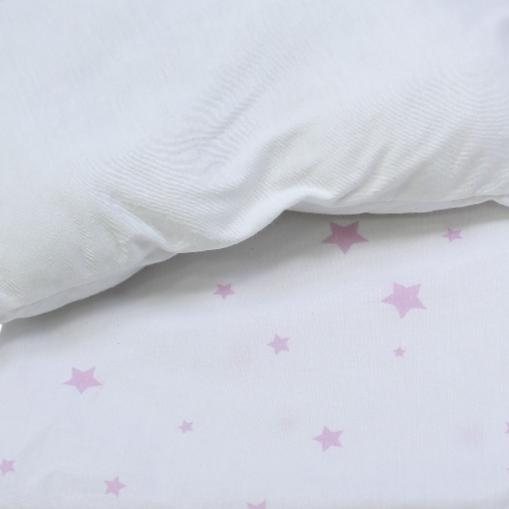 Unisex Baby Cotton Pillow with Pillowcase –  White with Stars Print
