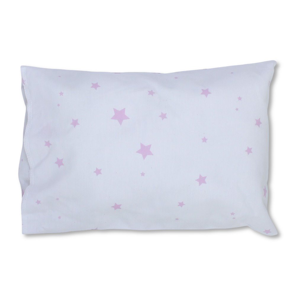 Unisex Baby Cotton Pillow with Pillowcase –  White with Stars Print