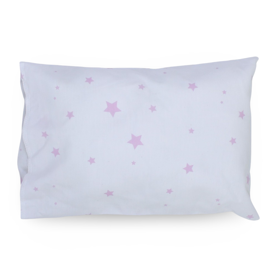 Cotton Baby Pillow with Pillowcase – White with Stars Print
