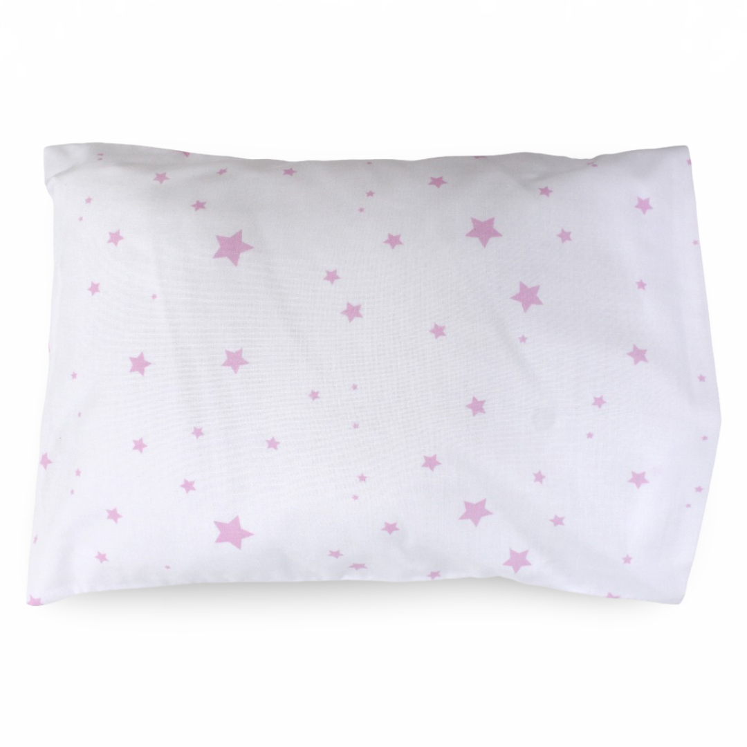 Cotton Baby Pillow with Pillowcase – White with Stars Print