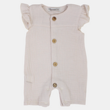 Baby Girls Cotton Romper – Wooden Button Detail