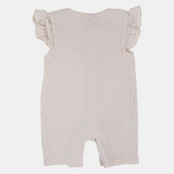 Baby Girls Cotton Romper – Wooden Button Detail
