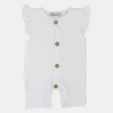 Baby Girls Cotton Romper – Wooden Button Detail