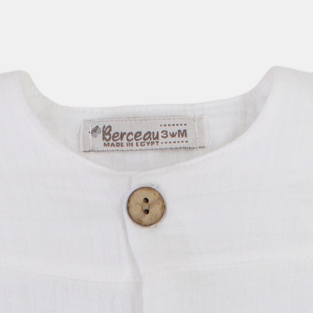Baby Girls Cotton Romper – Wooden Button Detail