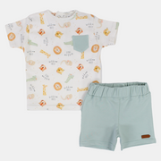 Baby Boys Cotton 2-Piece Outfit Set - Wild Animals' Heads Design