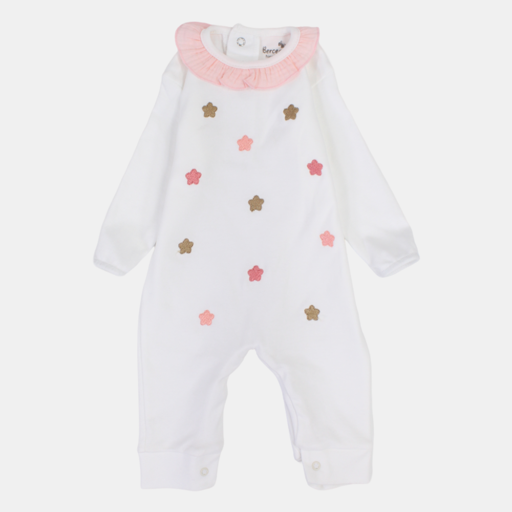 Baby Girls Cotton Onesie – Off White with Stars