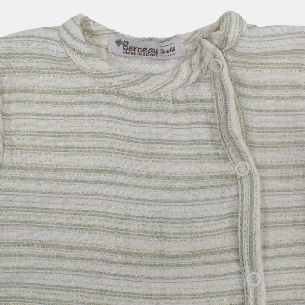 Baby Girls Linen Romper – Striped with Short Sleeves