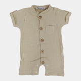 Baby Boys Linen Romper – Short-Sleeved with a Pocket