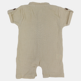 Baby Boys Linen Romper – Short-Sleeved with a Pocket