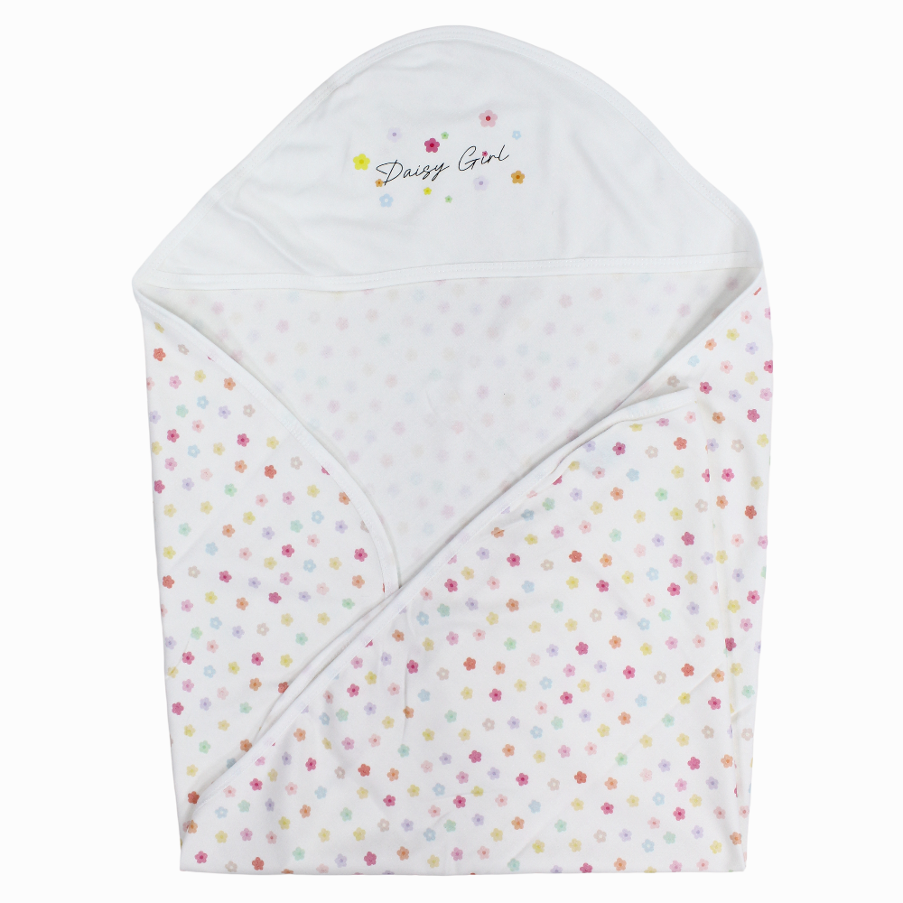 Baby Blanket – Off White with Daisies Design