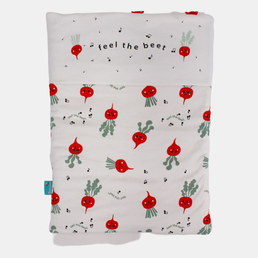 Unisex Baby Sleeping Bag - Off-white with Feel the Beet Design