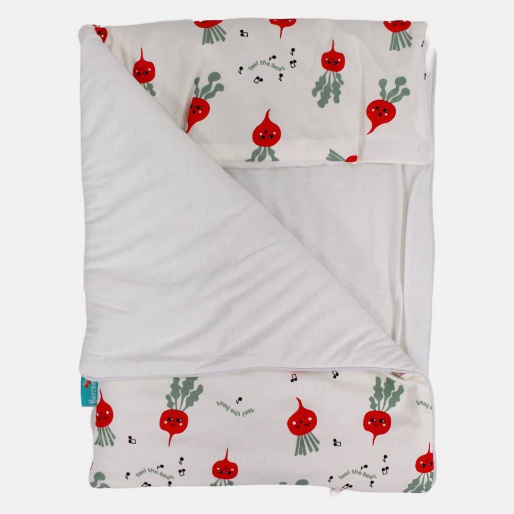 Unisex Baby Sleeping Bag - Off-white with Feel the Beet Design