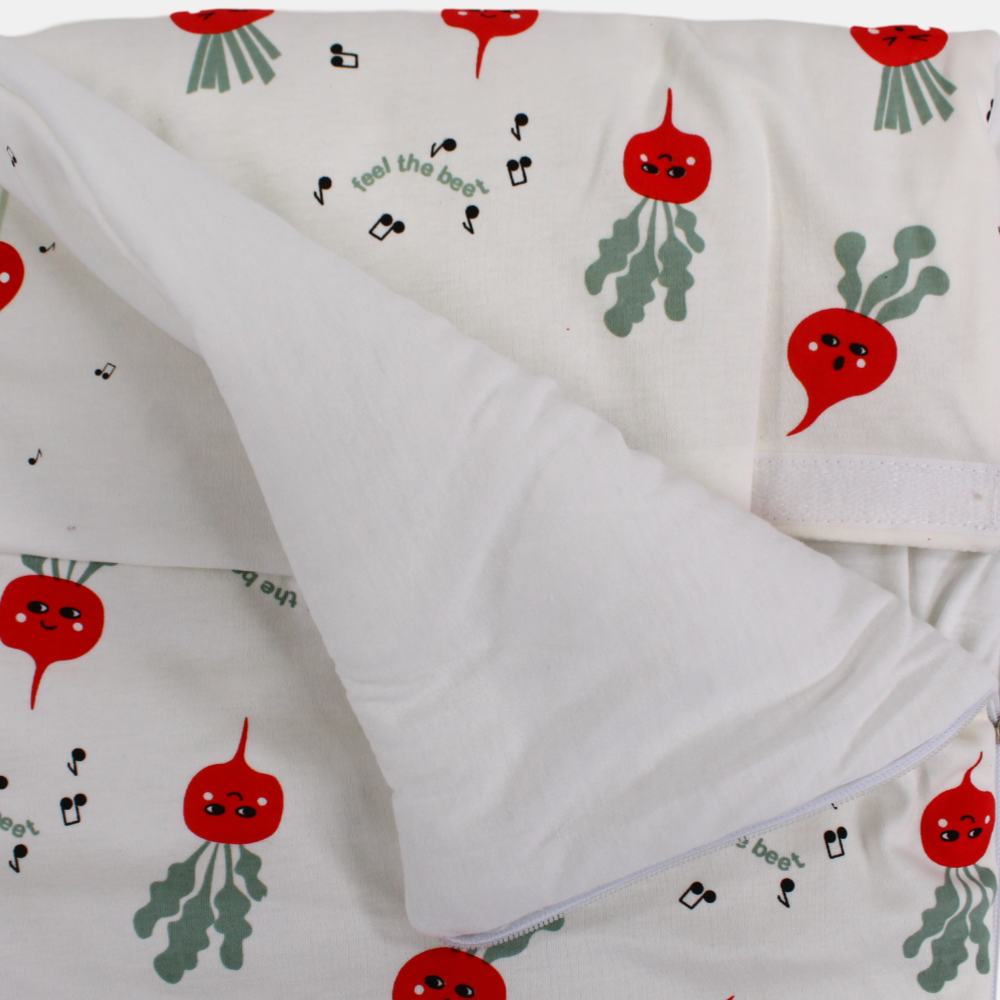 Unisex Baby Sleeping Bag - Off-white with Feel the Beet Design