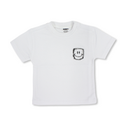 Baby Boys Cotton T-Shirt – White with Smile Face Print
