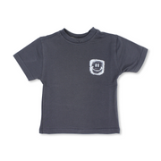 Baby Boys Cotton T-Shirt – Dark Grey with Smile Face Print