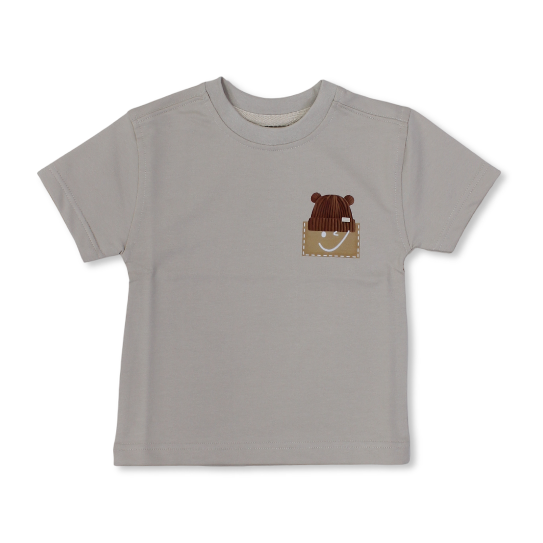 Baby Boys Cotton T-Shirt – Beige with Ice Cap Print - Clothing - Berceau