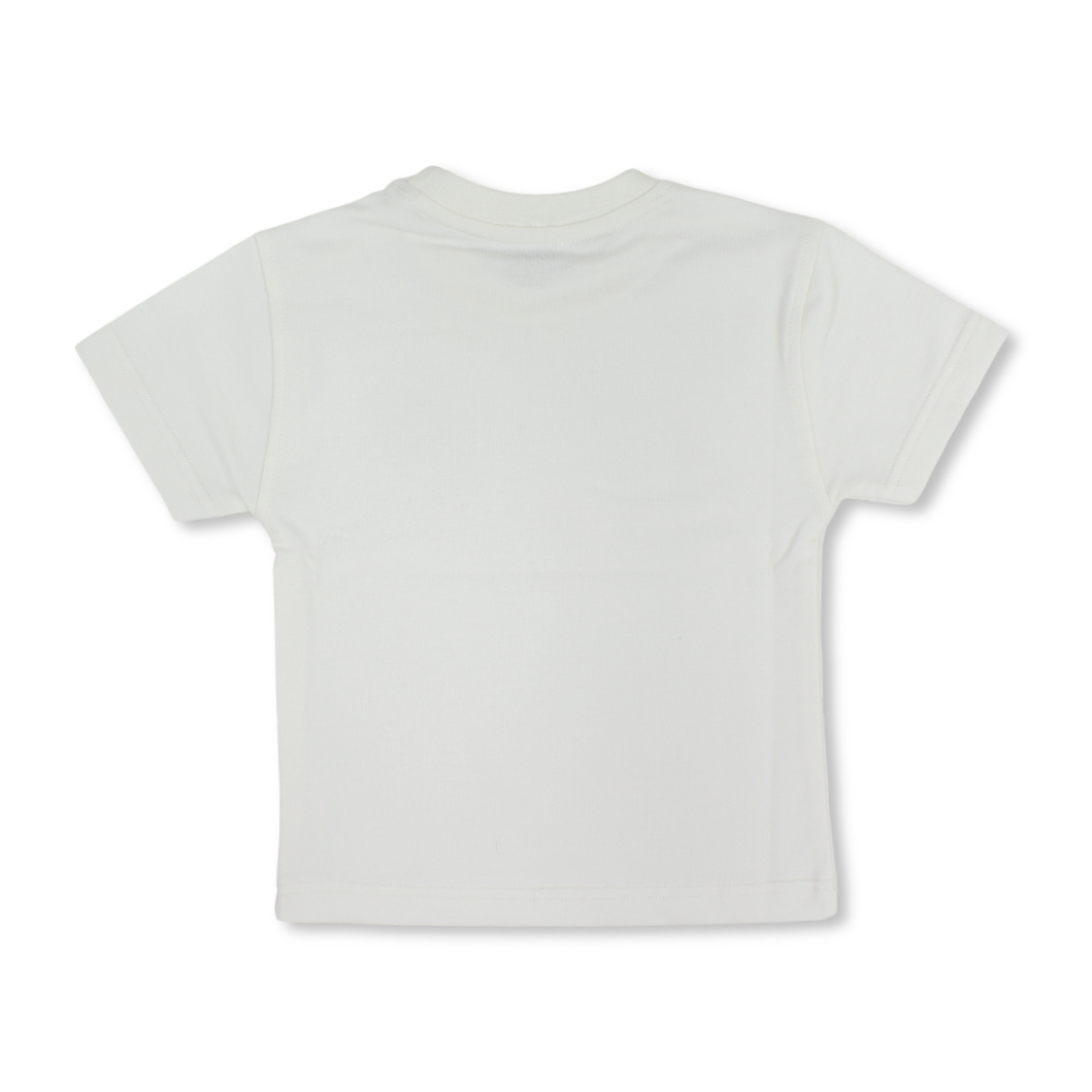 Baby Boys Cotton T-Shirt – Off-White with Ice Cap Print