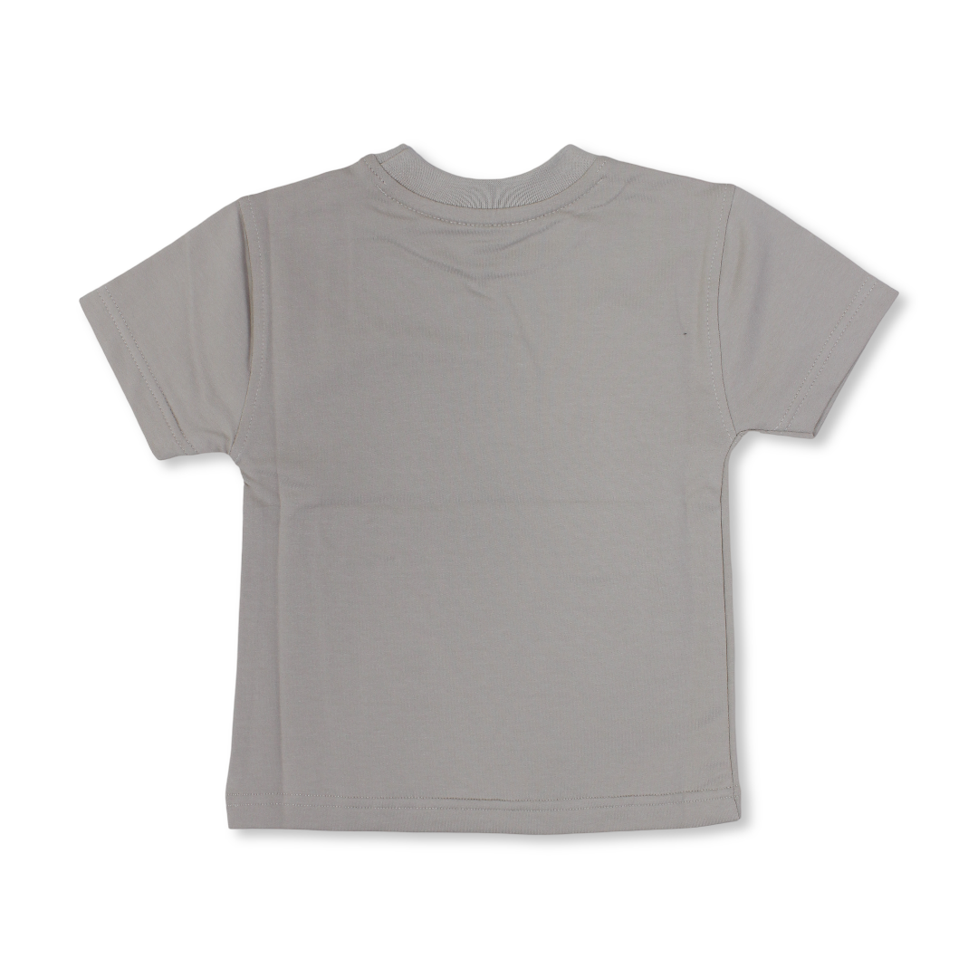 Baby Boys Cotton T-Shirt – Beige with Smile Face Print