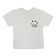 Baby Boys Cotton T-Shirt – Off-White with Smile Face Print